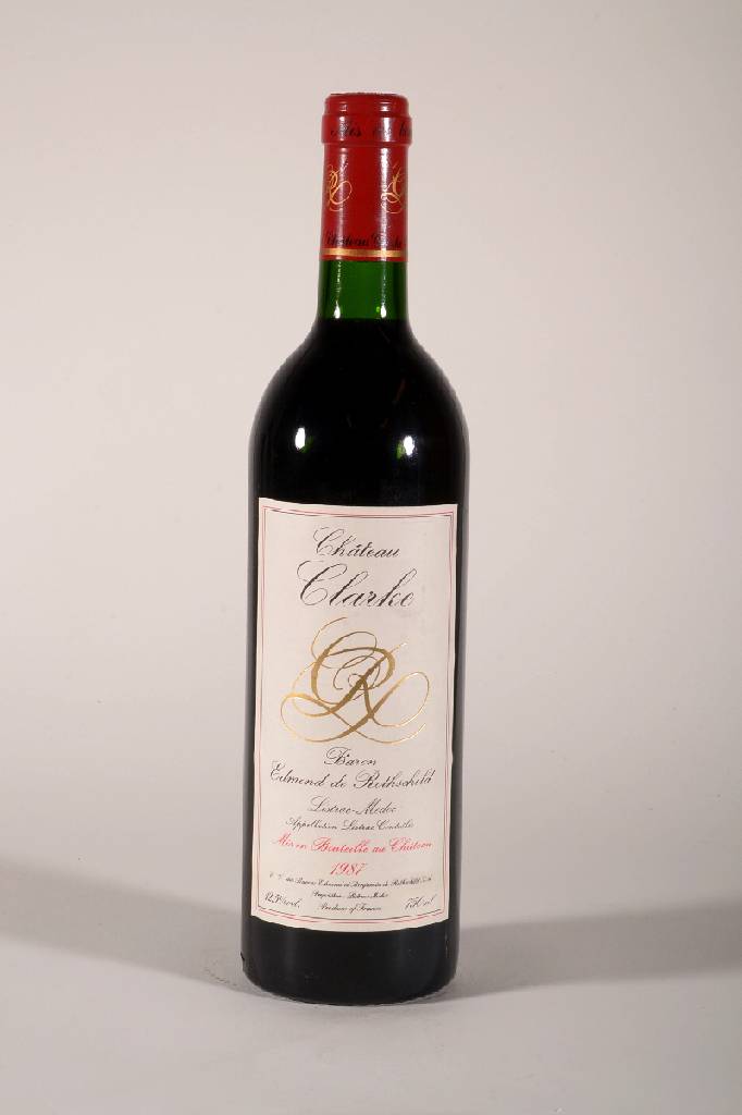 6 Flaschen 1987 Chateau Clarke, Baron Edmondde Rothschild, Listrac-Medoc, je ca. 75 cl, 12,5 % Vol., Füllstände: je ca. into neck, unverkostet, ...