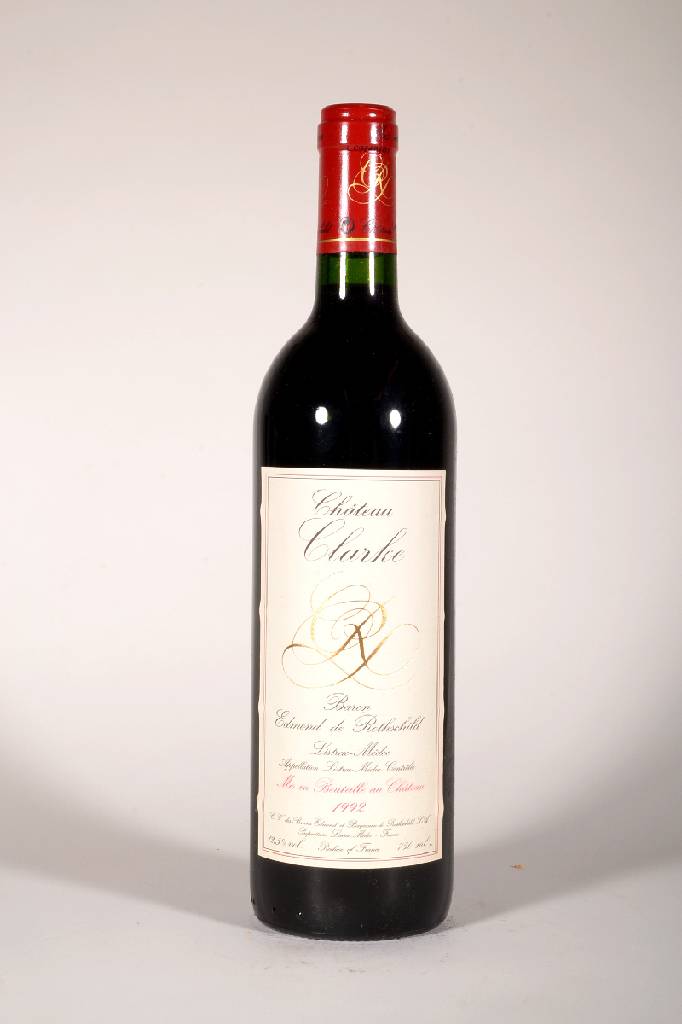6 Flaschen 1992 Chateau Clarke, Baron Edmond de Rothschild, Listrac-Medoc, je ca. 75 cl, 12,5 % Vol., Füllstände: je ca. into neck, unverkostet, ...
