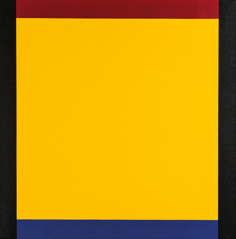 Detail a: Volker Tinti, geb. 1941 Kaiserslautern, Serie Raum Blau, Rot, Gelb Acryl/Lwd, je 60x60 cm, Rahmen