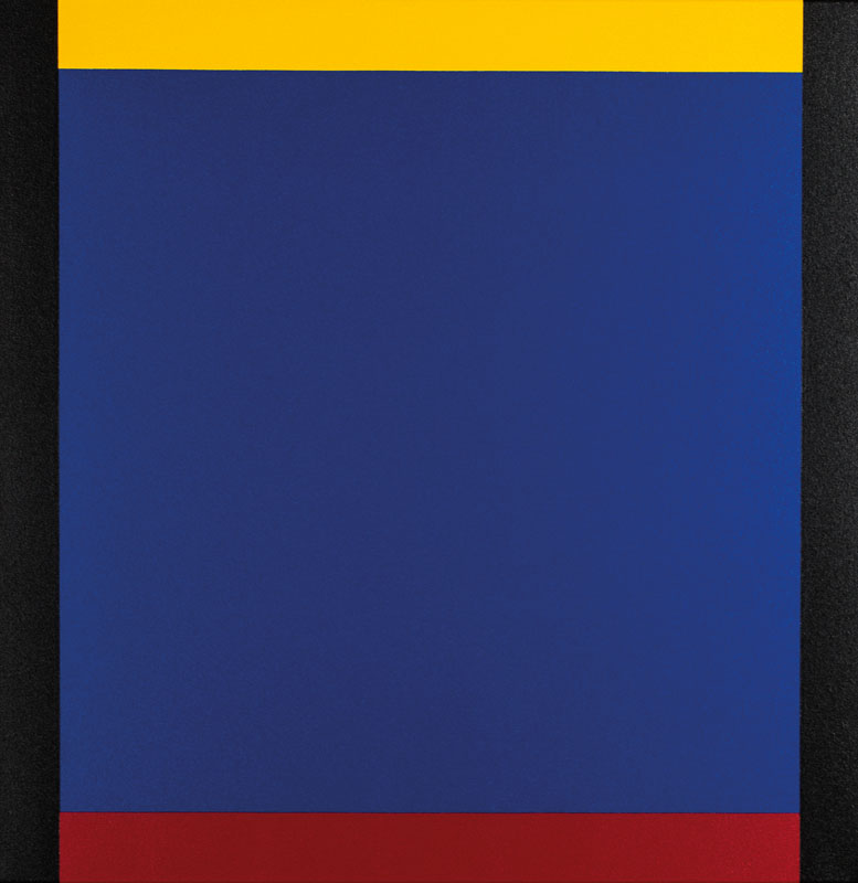 Detail c: Volker Tinti, geb. 1941 Kaiserslautern, Serie Raum Blau, Rot, Gelb Acryl/Lwd, je 60x60 cm, Rahmen
