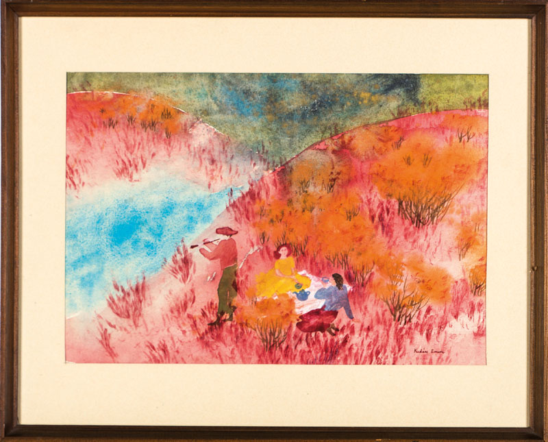 Detail a: Emese Kudasz, geb. 1943 Ungarn, Fuvolaszo, Aquarell, sign., verso betitelt, Blattgr. 28x40 cm, unter Glas gerahmt