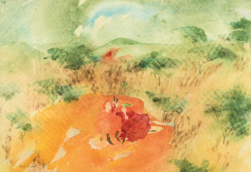 Emese Kudasz, geb. 1943 Ungarn, Borikov, Aquarell, sign., verso betitelt, Blattgr. 28x40 cm, unter Glas gerahmt