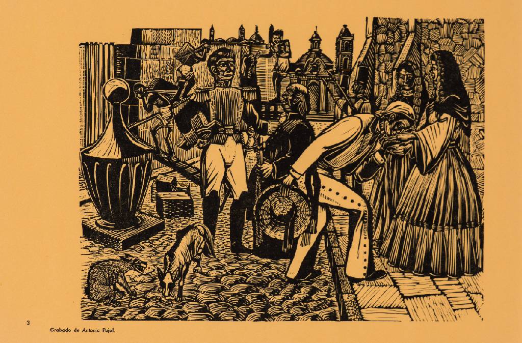 Detail b: 450 Años de Lucha: Homenaje al Pueblo Mexicano, Portfolio mit 146 Holzschnitten und Lithografien von 25 mexikanischen Künstlern, 1960, Auflage 5000 ...