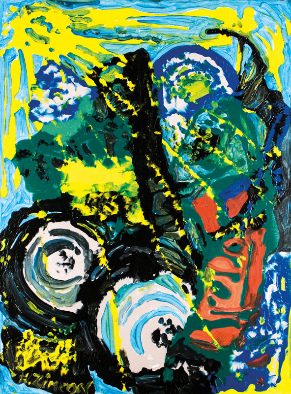 Zimcon, geb. 1938 Hannover, Meisterschüler von A.R. Penck, One Seconde, One Minute, One Day/ One Hundred Years, Acryl/Lwd, sign., ca. 120x90 cm