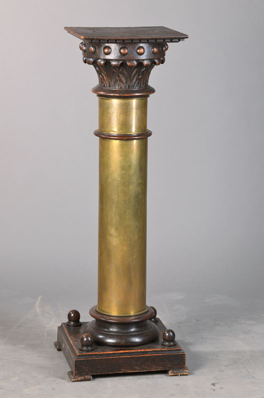 Blumensäule, deutsch, 1.H.20.Jh., Eiche, Akanthusblattkapitell, Alterssp., ca. 110x34x34 cm
