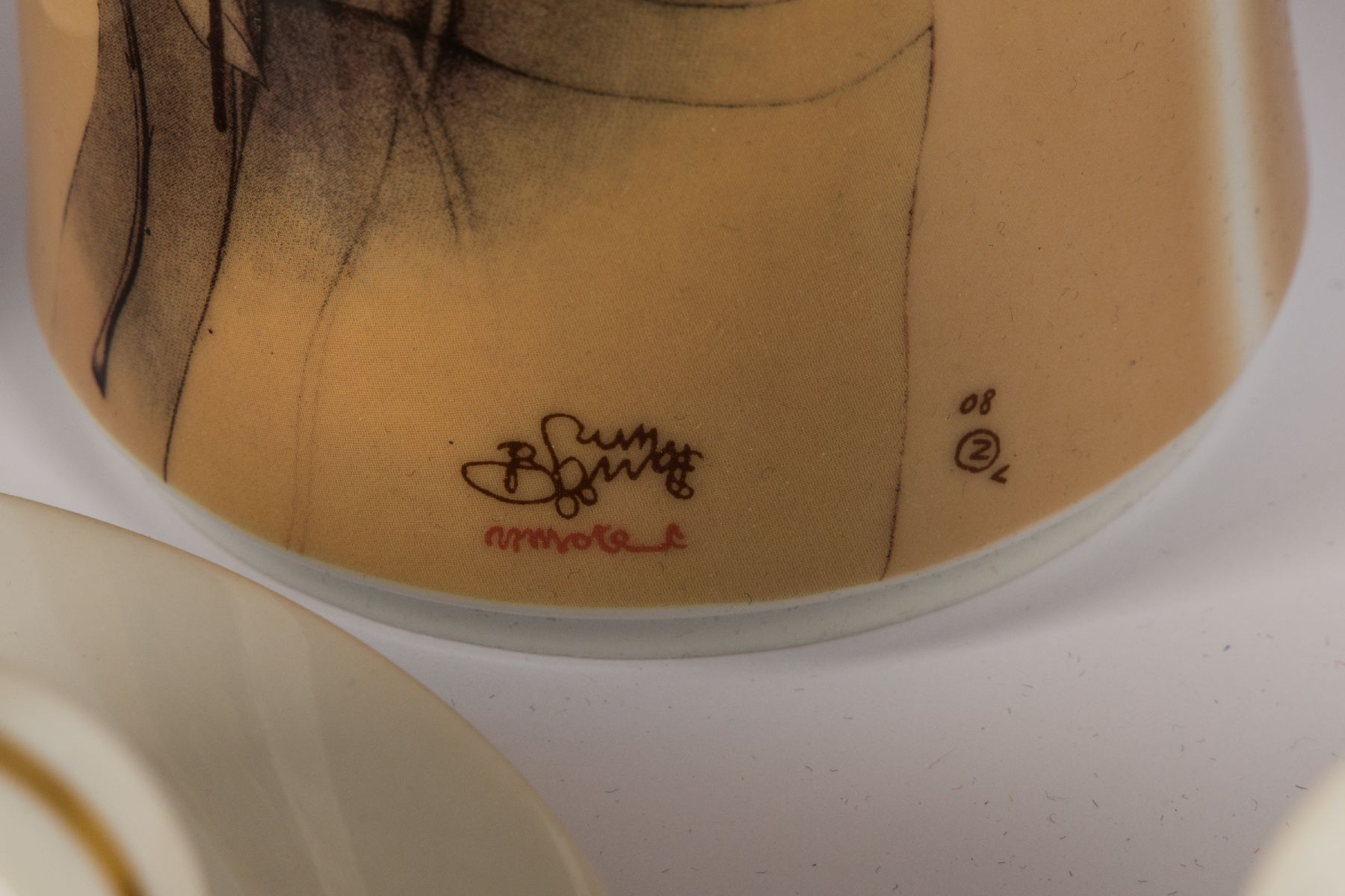 Detail d: Bruno Bruni, geb. 1935 Gradara, ansässig in Altona, Kaffeeservice für 7 Personen, Dekor: "Amore per i fiori", Porzellanmanufaktur Tettau ...