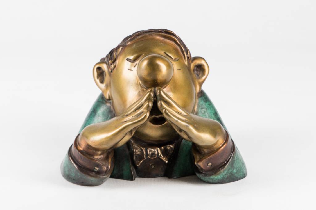 LORIOT (Vicco von Bülow), 1923-2011, Der Kenner, Bronzeskulptur, teils patiniert, sign., num. 233/499, ca. 17,5x13x16 cm