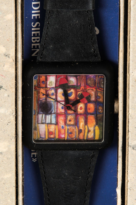 Detail e: Friedensreich Hundertwasser, 1928-2000, Die Sieben Schöpfungstage, Konvolut aus 7 Armbanduhren, Motive: Himmel und Erde, Trennt Licht von ...