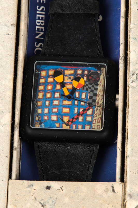Detail g: Friedensreich Hundertwasser, 1928-2000, Die Sieben Schöpfungstage, Konvolut aus 7 Armbanduhren, Motive: Himmel und Erde, Trennt Licht von ...