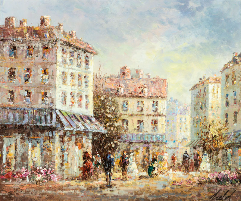 Eberhard Held, Pariser Stadtszene, Öl/Lwd, handsign., ca. 50x60 cm, opulenter Rahmen, gesamt 63x74 cm