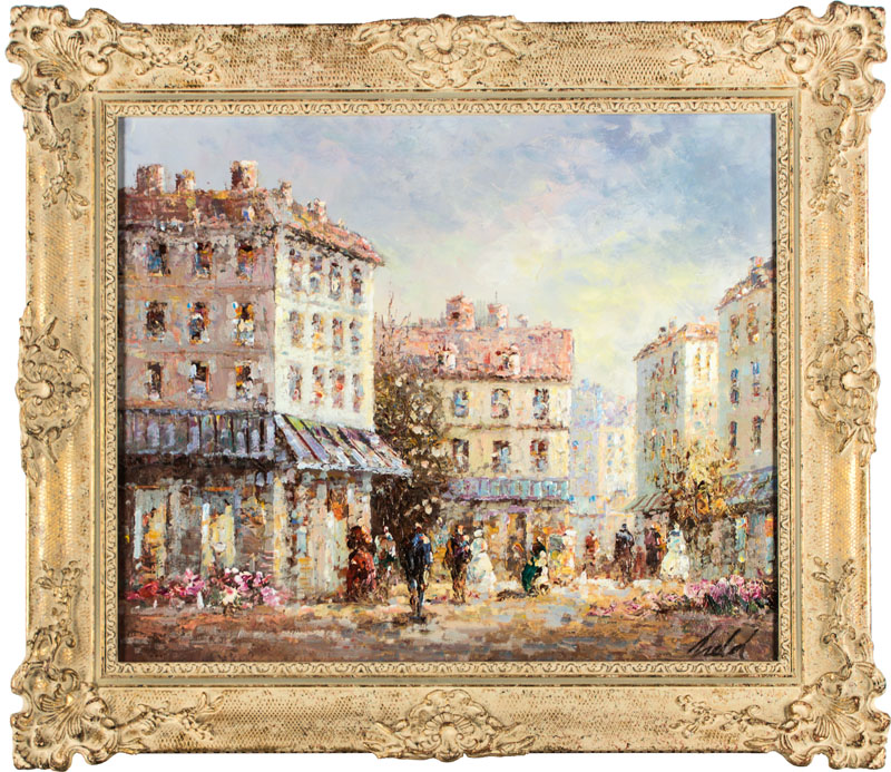 Detail a: Eberhard Held, Pariser Stadtszene, Öl/Lwd, handsign., ca. 50x60 cm, opulenter Rahmen, gesamt 63x74 cm