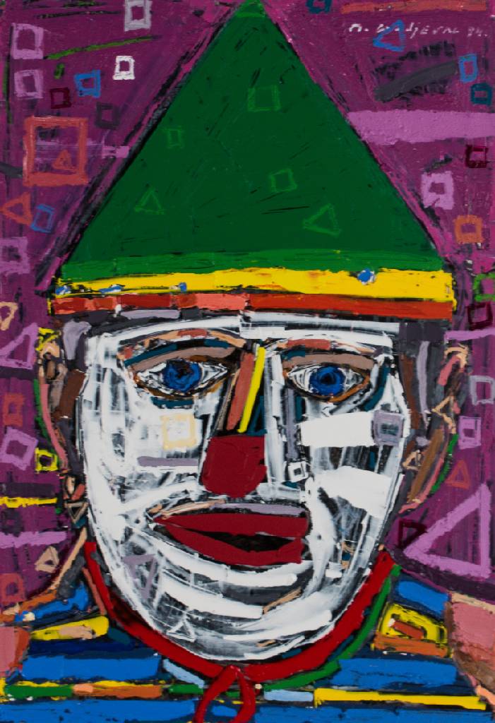Detail a: Michel Godjevac, 1896-1982 Ungarn/Frankreich, Clowns, Konvolut aus 2 Malereien, Öl/Karton, sign., dat. (19)94, PP Ausschnitt ca. 48x32 cm, Rahmen, ...