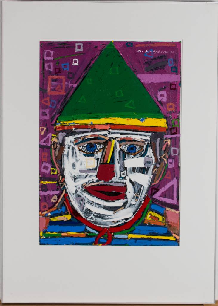 Detail c: Michel Godjevac, 1896-1982 Ungarn/Frankreich, Clowns, Konvolut aus 2 Malereien, Öl/Karton, sign., dat. (19)94, PP Ausschnitt ca. 48x32 cm, Rahmen, ...