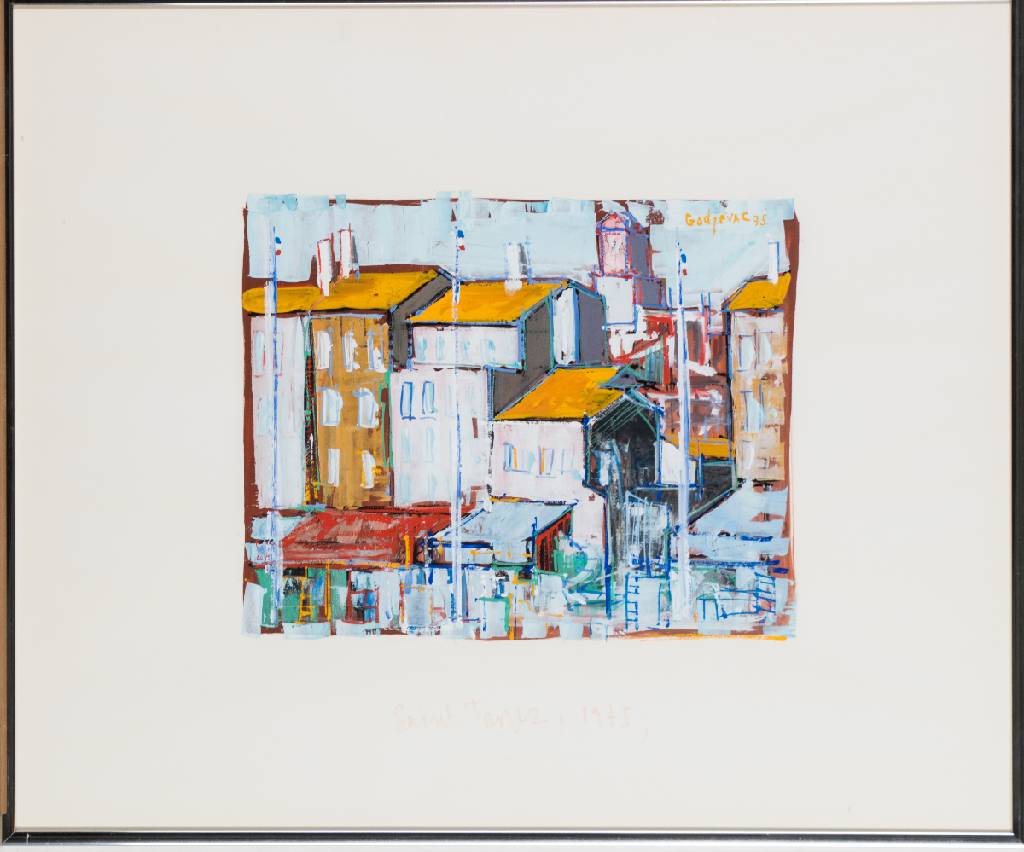 Michael Godjevac, 1896-1982 Ungarn/Frankreich, Öl/Karton, sign., Motiv ca. 26x32cm, unter Glas gerahmt, gesamt 51x61 cm