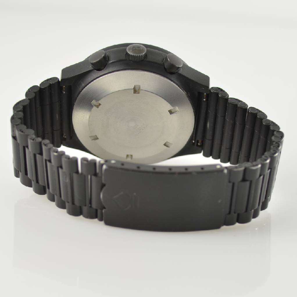 Detail g: ORFINA/PORSCHE-DESIGN Armbandchronograph, Automatik, Schweiz um 1980, Edelstahl inkl. Edelstahlband schwarz matt., verschr. Boden l.verkr., Anz. v. ...