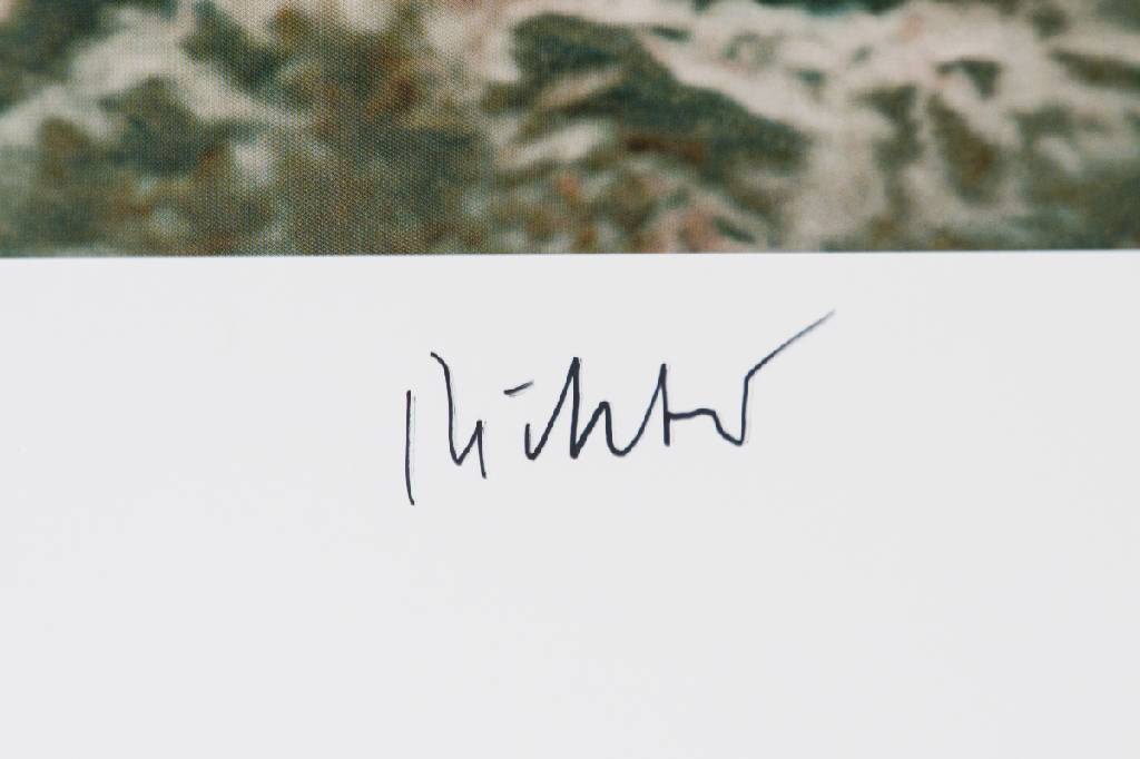 Detail a: Gerhard Richter, geb. 1932, Marina Seascape,1998, Guggenheim Bilbao 2002, Farboffset, handsign., Blattgr. 70x60 cm, Bleistiftspuren/Einrollspuren