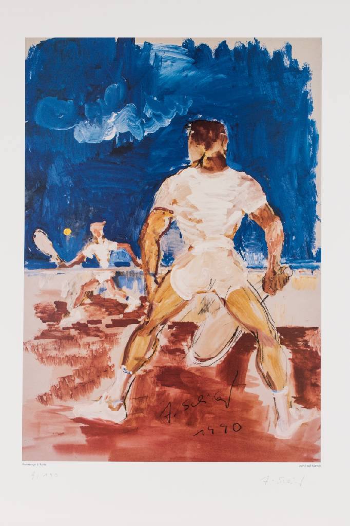 Detail c: Hans Schröder, 1930-2010 Saarbrücken, Sport, Mappe mit 6 Offset-Lithographien, 1990, je handsign., num. 9/150, inkl. Begleitheft, Blattgr. 71x51 cm