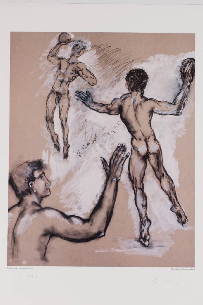 Detail d: Hans Schröder, 1930-2010 Saarbrücken, Sport, Mappe mit 6 Offset-Lithographien, 1990, je handsign., num. 9/150, inkl. Begleitheft, Blattgr. 71x51 cm