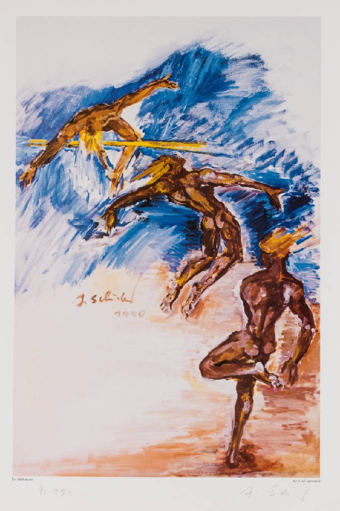 Detail e: Hans Schröder, 1930-2010 Saarbrücken, Sport, Mappe mit 6 Offset-Lithographien, 1990, je handsign., num. 9/150, inkl. Begleitheft, Blattgr. 71x51 cm