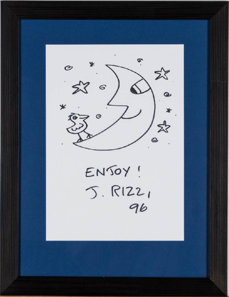 Detail a: James Rizzi, 1950-2011, Enjoy, Filzstiftzeichnung, sign., dat. 1996, Blattgr.30x21 cm, unter Glas gerahmt, gesamt 45x35 cm