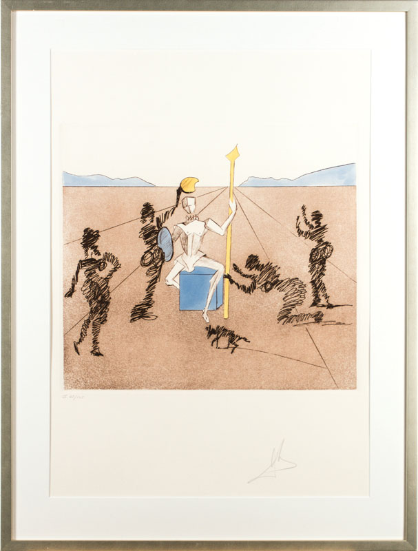 Detail a: Salvador Dali, 1904-1989, Radierung auf Arches Bütten, aus der Folge Don Quijote, 1980, handsign., num. 68/125, WVZ: Field 80- 1F, Platte 39x43,5 ...