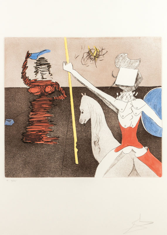 Salvador Dali, 1904-1989, Radierung auf Arches Bütten, aus der Folge Don Quijote, 1980, handsign., num. 41/125, WVZ: Field 80- 1F, Platte 39x43,5 ...