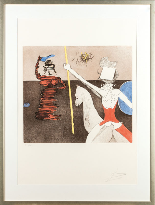 Detail a: Salvador Dali, 1904-1989, Radierung auf Arches Bütten, aus der Folge Don Quijote, 1980, handsign., num. 41/125, WVZ: Field 80- 1F, Platte 39x43,5 ...