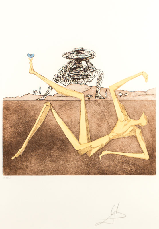 Salvador Dali, 1904-1989, Radierung auf Arches Bütten, aus der Folge Don Quijote, 1980, handsign., num. 48/125, WVZ: Field 80- 1F, Platte 39x43,5 ...