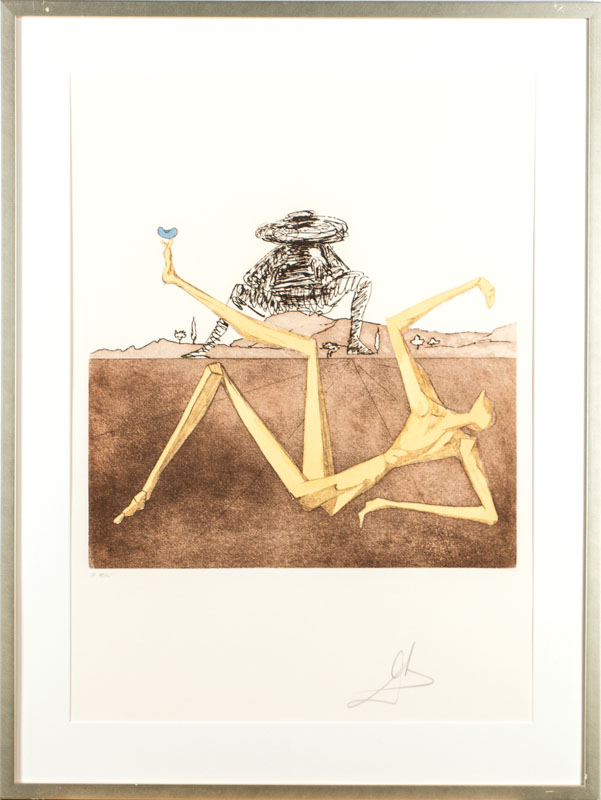 Detail a: Salvador Dali, 1904-1989, Radierung auf Arches Bütten, aus der Folge Don Quijote, 1980, handsign., num. 48/125, WVZ: Field 80- 1F, Platte 39x43,5 ...