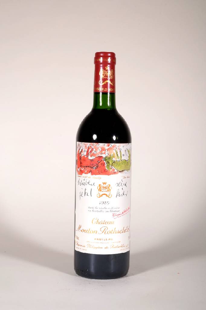 1 Flasche 1989 Chateau Mouton Rothschild, Pauillac, ca. 75 cl, 12,5 % Vol., Füllstand: ca. into neck, unverkostet, Etikett l. beschmutzt sonst sehr ...