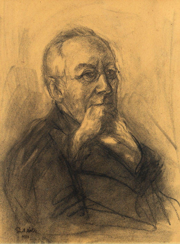 Emil Nolde, 1867-1956, Portrait, Kohlezeichnung auf braunem Karton, handsign., dat. 1903, Blattgr. 56,5x42,8 cm, unter Glas gerahmt, Provenienz: ...