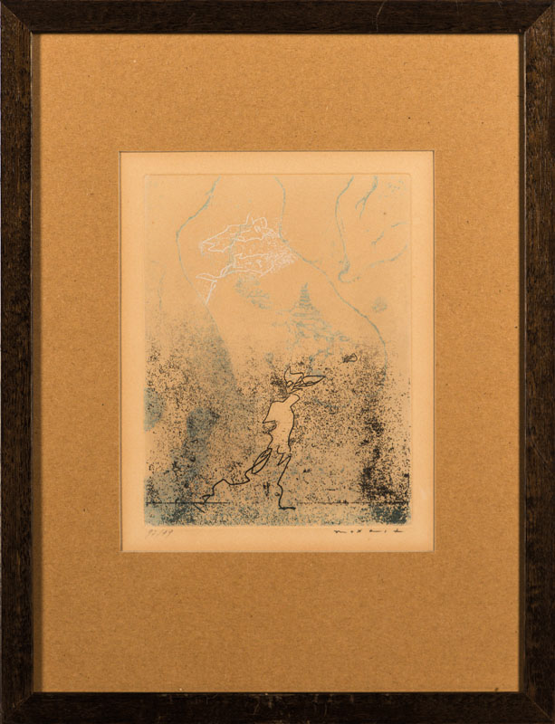 Detail a: Max Ernst, 1891-1976, Farbradierung auf chamoisfarbenem Arches Velin, aus 1961/68, handsign., num. 97/99, WVZ: Spies/Leppien 128, Platte 20,7 x 15,8 ...