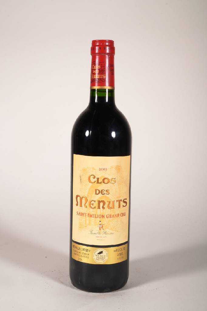 14 Flachen 2003 Clos des Menuts, Saint-Emilion, Grand Cru, je ca. 75 cl, 13 % Vol., Füllstand: je ca. into neck, unverkostet, gute ...