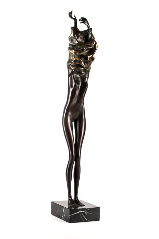 Bruno Bruni, geb. 1935 Gradara, Donna Che Si Veste, Bronzeskulptur mit grünlicher Patina, sign., num. 165/450, Gießerstempel Venturi Arte, H. ca. ...