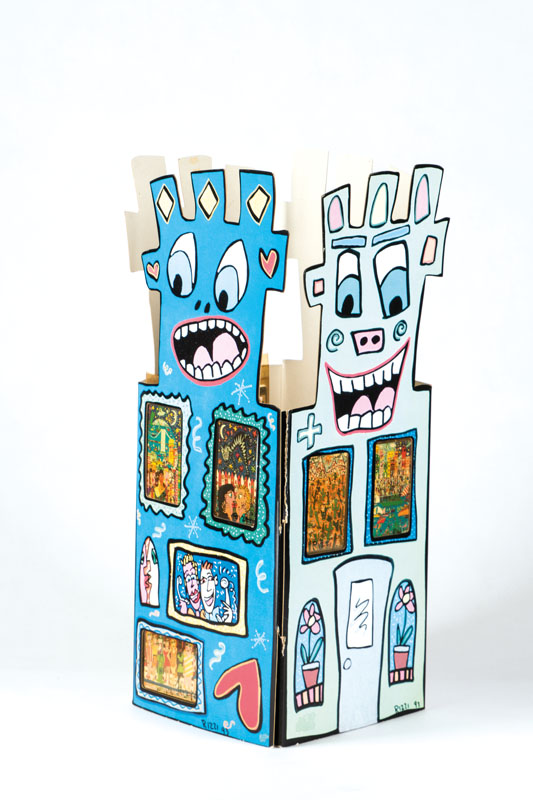 Detail a: James Rizzi, 1950-2011, Display mit 9 Telefonkarten, je handsign., je Karte ca. 8,5x5,5 cm in gelblicher Schutzhülle, Display leicht verblichen, ca. ...