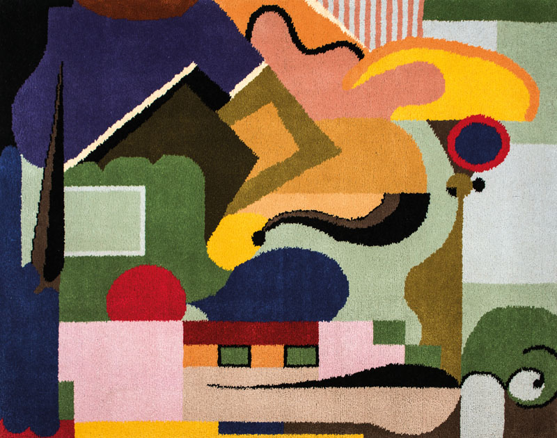 Gunta Stölzl, 1897-1983, Meisterin der Weberei am Bauhaus Weimar und Dessau, handgeknüpfter Wandteppich, Entwurf Nr. 20, etwa um 1921, Auflage 50 ...