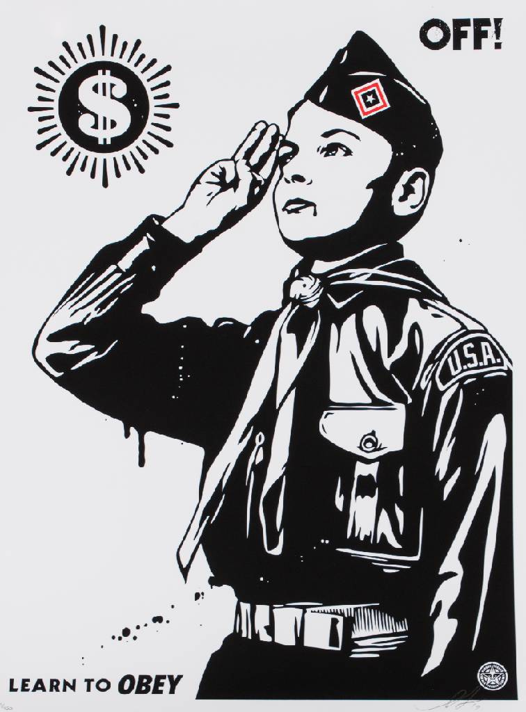 Shepard Fairey, geb. 1970, Off (Learn to OBEY), Siebdruck 2014, handsign., num. 443/450, Blattgr. 61x46 cm