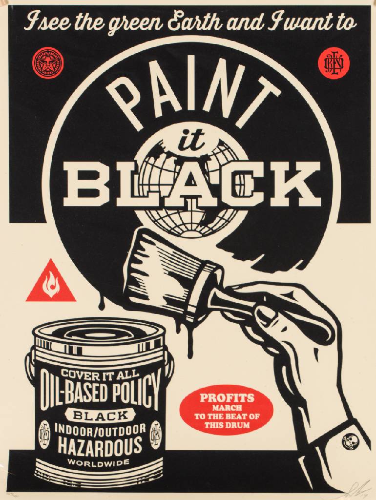 Shepard Fairey, geb. 1970, Paint it Black- Brush, Siebdruck 2014, handsign., num. 254/450, Blattgr. 61x46 cm