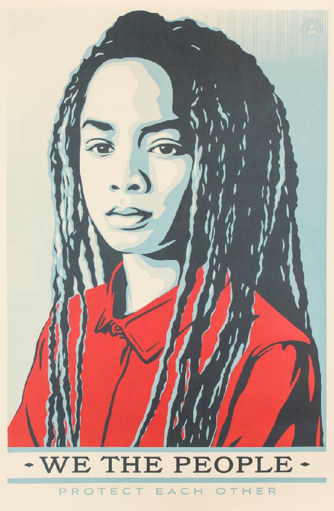 Detail b: Shepard Fairey, geb. 1970, Konvolut aus 5 Siebdrucken, WE the people, 2017, offene Auflage, Blattgr. 91x61,5 cm, im Handel vergriffen