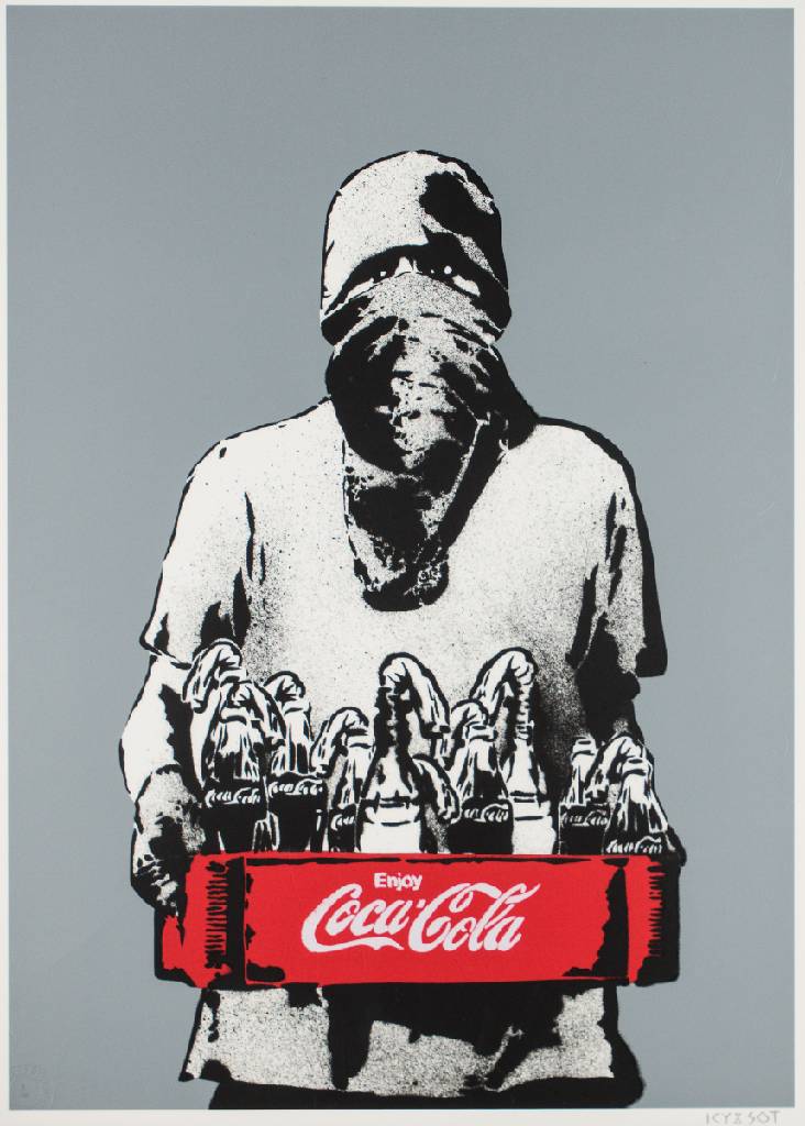ICY & SOT, zeitgenössischer Künstler aus Tabriz/Iran, Molotov Grey, Siebdruck, sign.,num. 39/140, Blattgr. 75x55 cm, unter Glas gerahmt