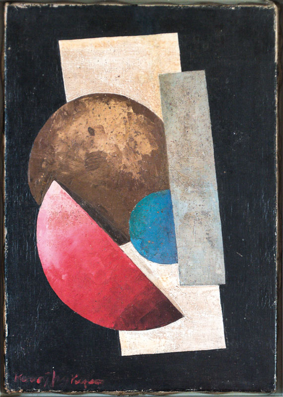 unbekannter Künstler der russischen Avantgarde, abstrakte Komposition, Moskau 20ger Jahre, links unten unleserlich bezeichnet, ca. 55x40 cm, Rahmen, ...