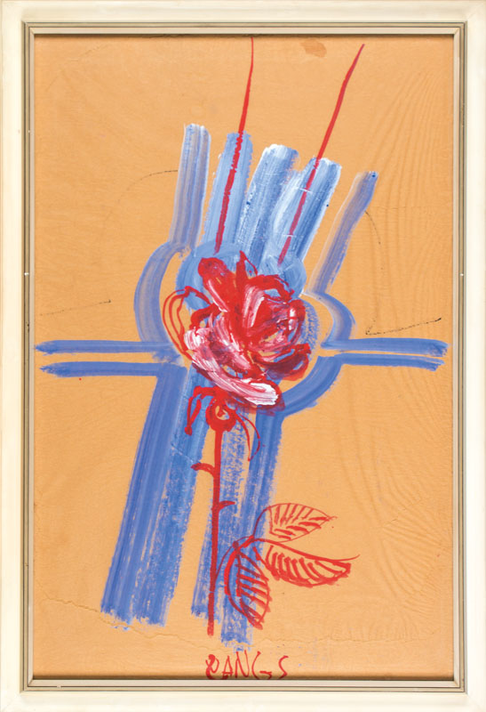 Detail a: Herbert Zangs, 1924-2003, Mischtechnik auf Packpapier, sign., ca. 83x56 cm, unter Glas gerahmt