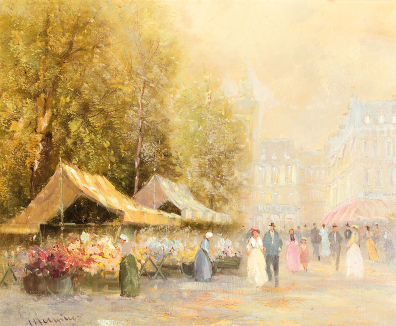 Unbekannter Künstler, impressionistische Malerei, Öl/Lwd, undeutlich sign., ca. 50x60 cm, Rahmen, gesamt 61x72 cm