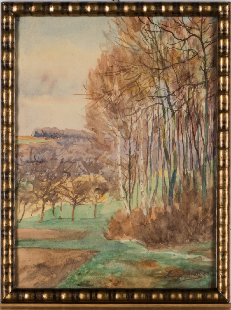 Detail a: Hanni Franke, 1890-1973, Herbstliche Baumstudie, sign., Blattgr. 34x25 cm, unter Glas gerahmt