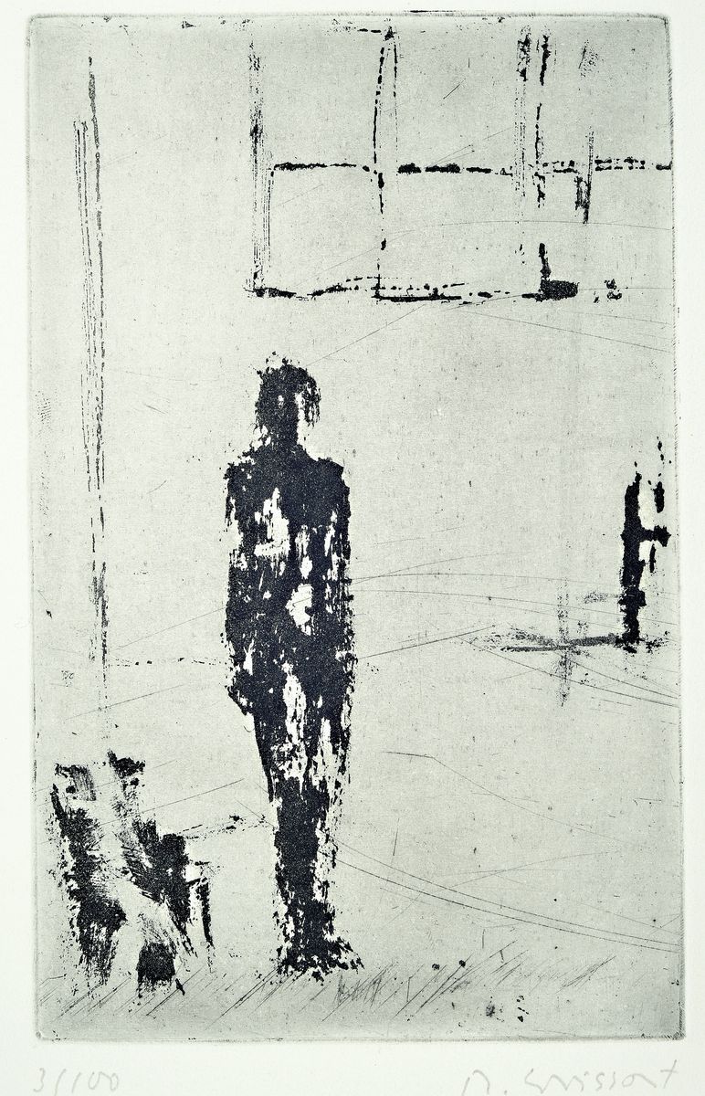 Michael Croissant, 1928-2000, Der Stehende, Radierung, handsign., num. 3/100, Platte 25x15,5 cm, Blattgr. 54x39 cm