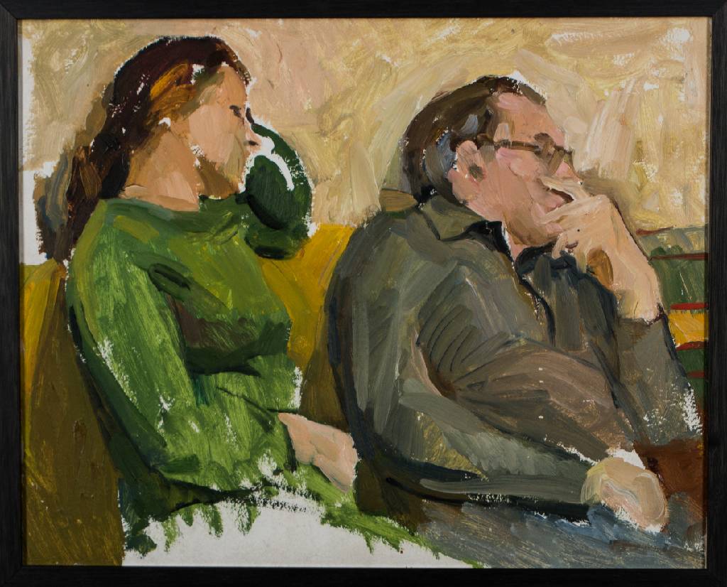 A. Rotkol, russischer Künstler, Oboe (Beide), Acryl/Karton, verso kyrillisch sign., betitelt, dat. 1982, ca. 40x50 cm, Rahmen