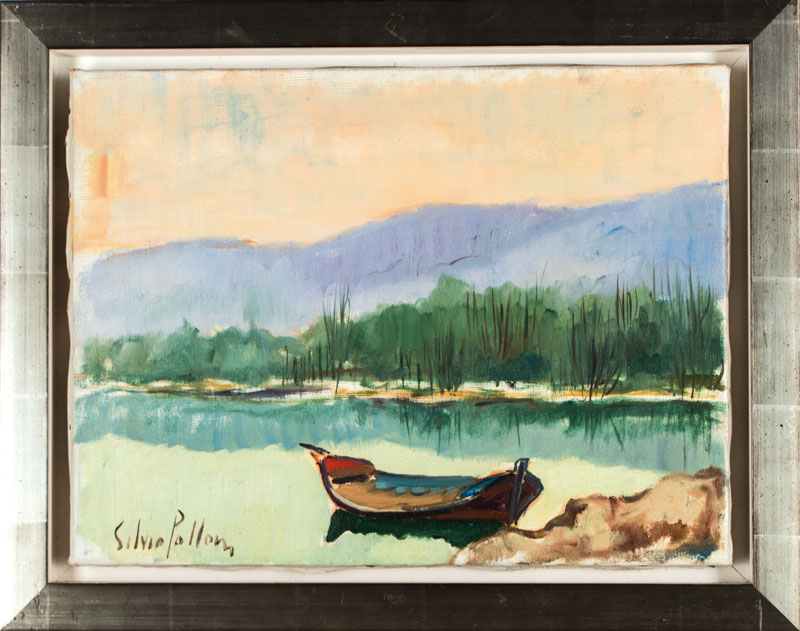 Detail b: Silvio Polloni, 1888-1972, Öl/Lwd, sign., verso wiederholt sign., 30x40 cm, gerahmt im Silberrahmen, gesamt 39x49 cm