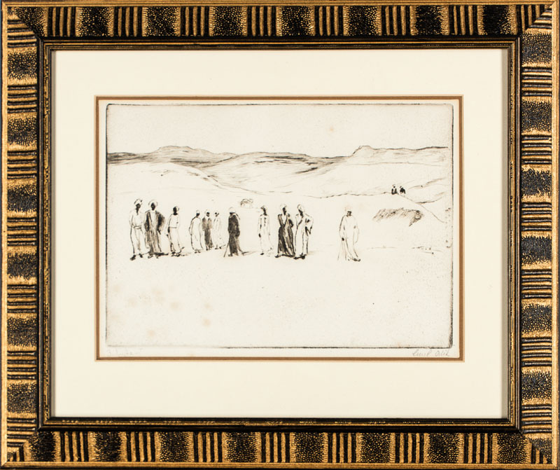 Detail a: Emil Orlik, 1870-1932, Araber in der Wüste, Radierung, 1912, handsign., Platte 19x27 cm, unter Glas gerahmt, gesamt 37x43,5 cm leichte Stockflecken