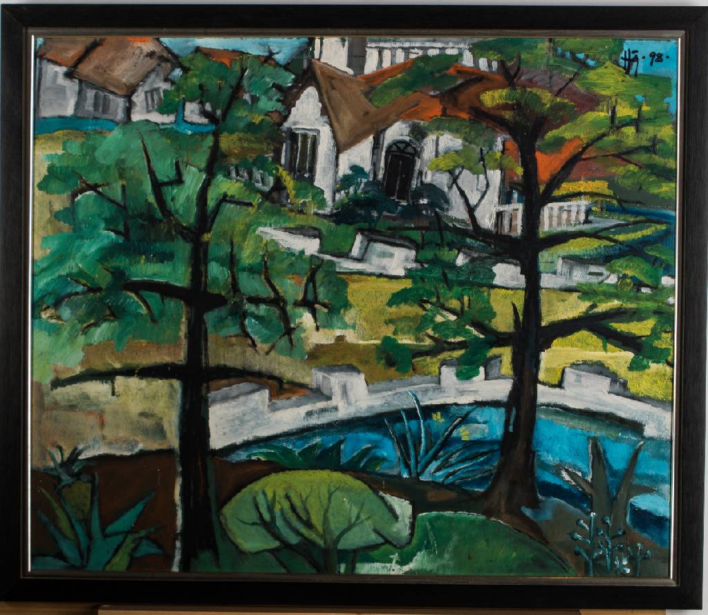 Detail a: Badugodahewa Premadasa, geb. 1953 Sri Lanka, Acryl/Lwd, monogram., dat. 1998, ca. 56x67 cm, Rahmen
