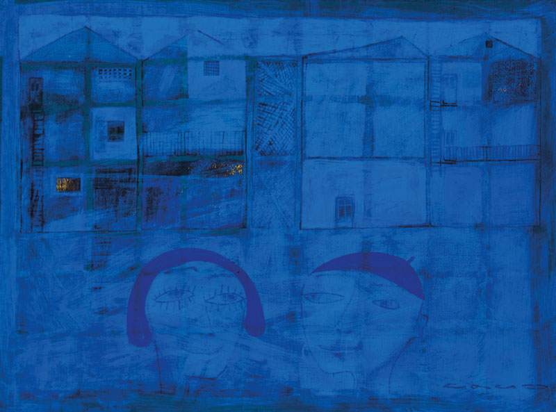 Gago Chtchyan, geb. 1969 Armenien, Mischtechnik aus Acryl, Öl, Goldflitter auf Leinwand, sign., 60x80 cm, Silberrahmen Chtchyans Werke befinden sich ...